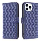 For iPhone 16 Pro Max Diamond Lattice Wallet Flip Leather Phone Case(Blue) - 1