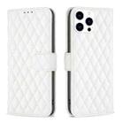 For iPhone 16 Pro Max Diamond Lattice Wallet Flip Leather Phone Case(White) - 1