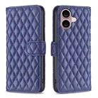 For iPhone 16 Plus Diamond Lattice Wallet Flip Leather Phone Case(Blue) - 1