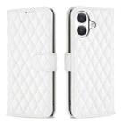For iPhone 17 Diamond Lattice Wallet Flip Leather Phone Case(White) - 1