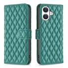 For iPhone 17 Diamond Lattice Wallet Flip Leather Phone Case(Green) - 1