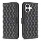 For iPhone 17 Diamond Lattice Wallet Flip Leather Phone Case(Black) - 1