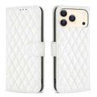 For iPhone 17 Pro Max Diamond Lattice Wallet Flip Leather Phone Case(White) - 1