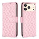 For iPhone 17 Pro Max Diamond Lattice Wallet Flip Leather Phone Case(Pink) - 1