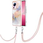 For Xiaomi 13 Lite 5G Electroplating IMD TPU Phone Case with Lanyard(White Marble) - 1