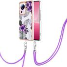 For Xiaomi 13 Lite 5G Electroplating IMD TPU Phone Case with Lanyard(Purple Flower) - 1