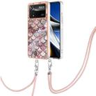 For Xiaomi Poco X4 Pro 5G Electroplating IMD TPU Phone Case with Lanyard(Pink Scales) - 1