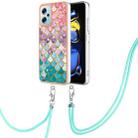 For Xiaomi Redmi Note 11T Pro/Note 11T Pro+ Electroplating IMD TPU Phone Case with Lanyard(Colorful Scales) - 1