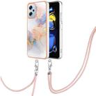 For Xiaomi Redmi Note 11T Pro/Note 11T Pro+ Electroplating IMD TPU Phone Case with Lanyard(White Marble) - 1