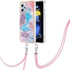 For Xiaomi Redmi Note 11T Pro/Note 11T Pro+ Electroplating IMD TPU Phone Case with Lanyard(Blue Marble) - 1