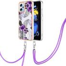 For Xiaomi Redmi Note 11T Pro/Note 11T Pro+ Electroplating IMD TPU Phone Case with Lanyard(Purple Flower) - 1