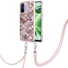 For Xiaomi Redmi 12C/11A 4G Global Electroplating IMD TPU Phone Case with Lanyard(Pink Scales) - 1