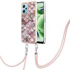 For Xiaomi Redmi Note 12 5G Global/Note 12 5G China Electroplating IMD TPU Phone Case with Lanyard(Pink Scales) - 1