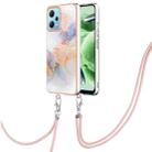 For Xiaomi Redmi Note 12 5G Global/Note 12 5G China Electroplating IMD TPU Phone Case with Lanyard(White Marble) - 1
