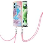 For Xiaomi Redmi Note 12 5G Global/Note 12 5G China Electroplating IMD TPU Phone Case with Lanyard(Blue Marble) - 1