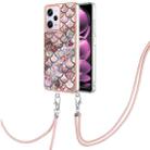 For Xiaomi Redmi Note 12 Pro 5G Global Electroplating IMD TPU Phone Case with Lanyard(Pink Scales) - 1