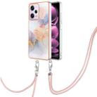 For Xiaomi Redmi Note 12 Pro 5G Global Electroplating IMD TPU Phone Case with Lanyard(White Marble) - 1