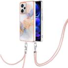 For Xiaomi Redmi Note 12 Pro+ Global Electroplating IMD TPU Phone Case with Lanyard(White Marble) - 1