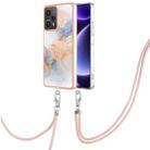 For Xiaomi Poco F5 5G / Redmi Note 12 Turbo Electroplating IMD TPU Phone Case with Lanyard(White Marble) - 1