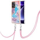 For Xiaomi Poco F5 5G / Redmi Note 12 Turbo Electroplating IMD TPU Phone Case with Lanyard(Blue Marble) - 1
