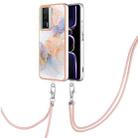 For Xiaomi Poco F5 Pro 5G / Redmi K60 Electroplating IMD TPU Phone Case with Lanyard(White Marble) - 1