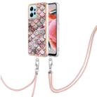 For Xiaomi Redmi Note 12 4G Global Electroplating IMD TPU Phone Case with Lanyard(Pink Scales) - 1