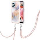 For Xiaomi Redmi Note 12 4G Global Electroplating IMD TPU Phone Case with Lanyard(White Marble) - 1