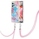 For Xiaomi Redmi Note 12 4G Global Electroplating IMD TPU Phone Case with Lanyard(Blue Marble) - 1