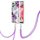 For Xiaomi Redmi Note 12 4G Global Electroplating IMD TPU Phone Case with Lanyard(Purple Flower) - 1