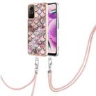 For Xiaomi Redmi Note 12S 4G Electroplating IMD TPU Phone Case with Lanyard(Pink Scales) - 1