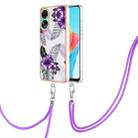 For Xiaomi 13T/13T Pro Electroplating IMD TPU Phone Case with Lanyard(Purple Flower) - 1