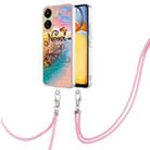 For Xiaomi Redmi 13C 4G Electroplating IMD TPU Phone Case with Lanyard(Dream Butterfly) - 1