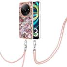 For Xiaomi Redmi A3 Electroplating IMD TPU Phone Case with Lanyard(Pink Scales) - 1