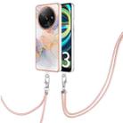 For Xiaomi Redmi A3 Electroplating IMD TPU Phone Case with Lanyard(White Marble) - 1