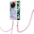 For Xiaomi Redmi A3 Electroplating IMD TPU Phone Case with Lanyard(Blue Marble) - 1