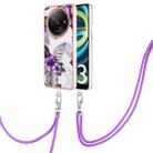 For Xiaomi Redmi A3 Electroplating IMD TPU Phone Case with Lanyard(Purple Flower) - 1