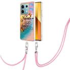 For Xiaomi Redmi Note 13 5G Global Electroplating IMD TPU Phone Case with Lanyard(Dream Butterfly) - 1