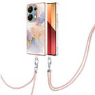 For Xiaomi Redmi Note 13 Pro 4G Global  Electroplating IMD TPU Phone Case with Lanyard(White Marble) - 1