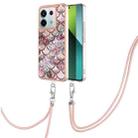 For Xiaomi Redmi Note 13 Pro 5G Global Electroplating IMD TPU Phone Case with Lanyard(Pink Scales) - 1