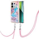 For Xiaomi Redmi Note 13 Pro 5G Global Electroplating IMD TPU Phone Case with Lanyard(Blue Marble) - 1