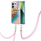 For Xiaomi Redmi Note 13 Pro 5G Global Electroplating IMD TPU Phone Case with Lanyard(Dream Butterfly) - 1