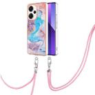 For Xiaomi Redmi Note 13 Pro+ 5G Electroplating IMD TPU Phone Case with Lanyard(Blue Marble) - 1