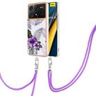 For Xiaomi  Poco X6 Pro  Electroplating IMD TPU Phone Case with Lanyard(Purple Flower) - 1