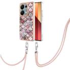 For Xiaomi Poco M6 Pro 4G Electroplating IMD TPU Phone Case with Lanyard(Pink Scales) - 1