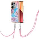 For Xiaomi Poco M6 Pro 4G Electroplating IMD TPU Phone Case with Lanyard(Blue Marble) - 1