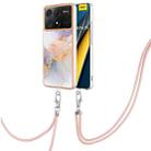 For Xiaomi Redmi K70E Electroplating IMD TPU Phone Case with Lanyard(White Marble) - 1