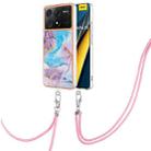 For Xiaomi Redmi K70E Electroplating IMD TPU Phone Case with Lanyard(Blue Marble) - 1