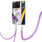 For Xiaomi Redmi K70E Electroplating IMD TPU Phone Case with Lanyard(Purple Flower) - 1