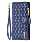 For iPhone 16 Pro Max Diamond Lattice Zipper Wallet Leather Flip Phone Case(Blue) - 3