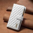 For iPhone 16 Pro Max Diamond Lattice Zipper Wallet Leather Flip Phone Case(White) - 2